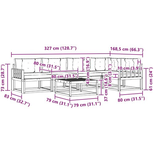  Set vanjskih sofa 6 kom. Bijela i krem Poliester Slike