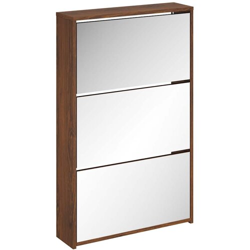  za cipele s ogledalom 3razine Smeđi hrast 63x17x102,5cm Slike