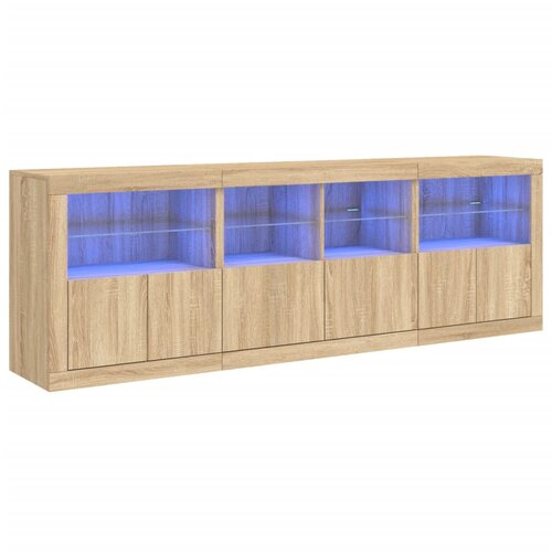 Maison Chic Komoda - Predalnik z LED lučkami sonoma hrast 202x37x67 cm, (21719506) Slike