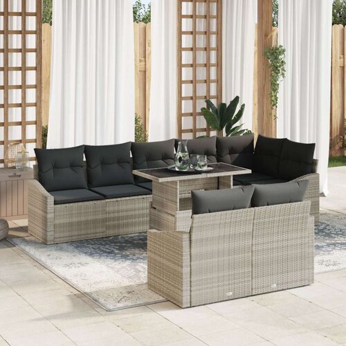  Set sofe za vrt 9 dijelova Siva Poli ratan Set sofe za vrt Slike