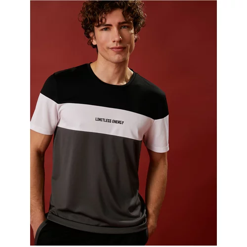 Koton Sports T-Shirt Slogan Printed Color Block Crew Neck Breathable Fabric