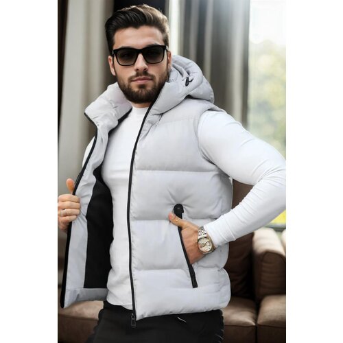 Dewberry 98149 Hooded Mens Vest-LIGHT GREY Cene