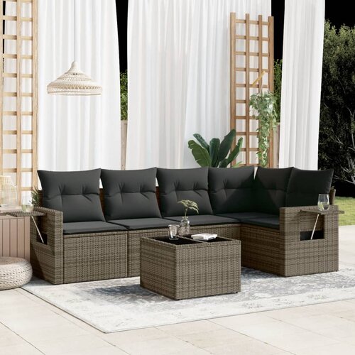 vidaXL 6-dijelni set vrtnih sofa od poliratana s jastucima sivi Cijene