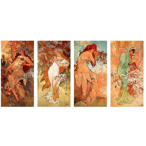 Fedkolor reprodukcija slike alfons mucha - pory roku, 80 x 40 cm Cijene