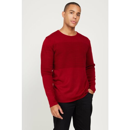 AC&Co / Altınyıldız Classics Men's Red Anti-pilling and Anti-Pilling Standard Fit Crew Neck Textured Knitwear Sweater. Slike