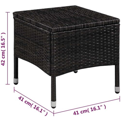 Poli 3-dijelni bistro set od poliratana crni Slike