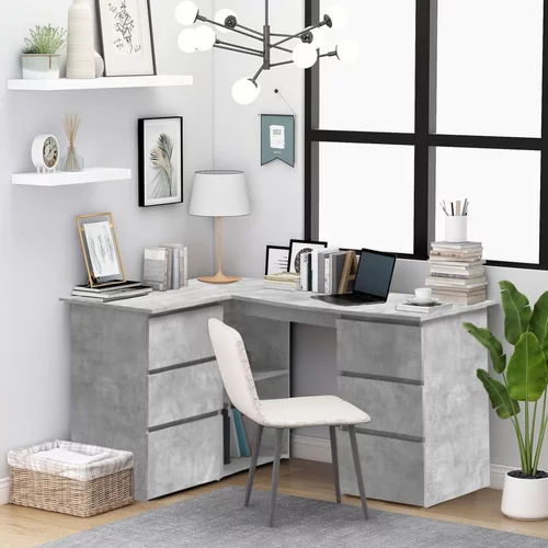  Kutni radni stol siva boja betona 145 x 100 x 76 cm od iverice