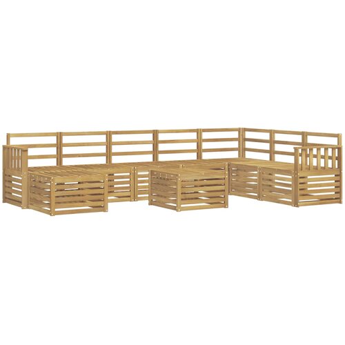  Set vanjskih sofa 9 kom. Bijela Čvrsto drvo akacije Slike