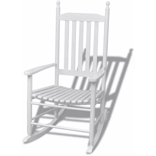  Stolica za ljuljanje sa zakrivljenim sjedalom bijela drvena