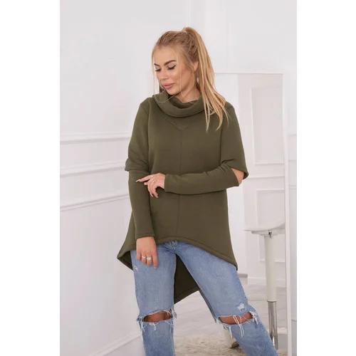 Kesi Insulated sweatshirt with a longer back in khaki color