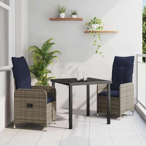  Komplet za jedilnico v vrtu 3 pcs Siva poli ratan, (5000045528) Cene
