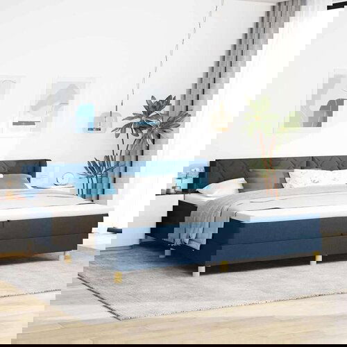  Boxspring - Krevet s oprugama s madracem Plava 200 x 200 cm tkanina Cene