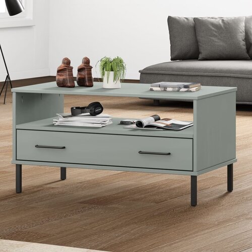  Stolić za kavu s metalnim nogama sivi 85x50x45 cm drveni OSLO Cijene