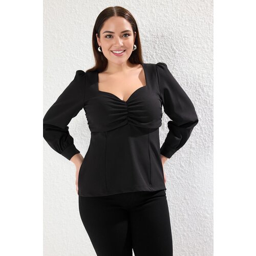 Trendyol Curve Black Finike Woven Plus Size Blouse Slike