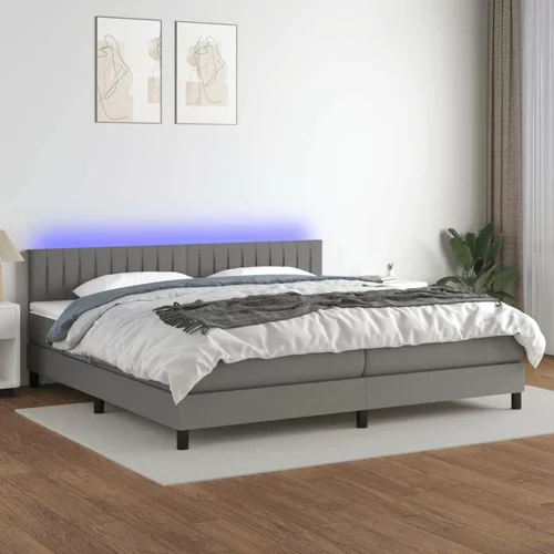  Box spring postelja z vzmetnico LED temno siva 200x200 cm blago, (20723422)