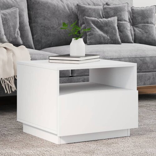 vidaXL Klubska mizica z LED lučkami bela 50x49x40 cm Cene