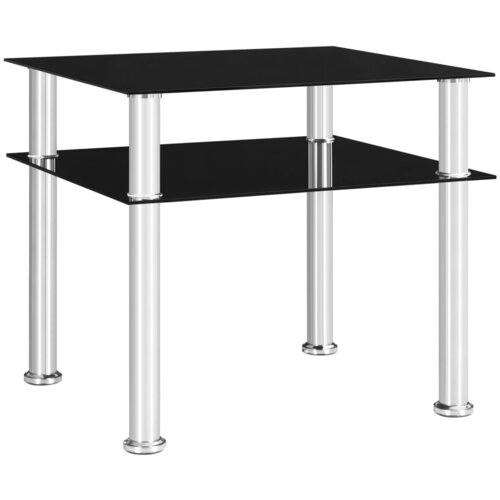 VidaXL Stranska mizica črna 45x50x45 cm kaljeno steklo, (20625802) Slike