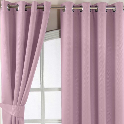 HOMESCAPES Pastelno rožnata barva Herringbone Chevron Blackout Termalne zavese Par Eyelet Style, 167x137 cm, (20749452) Cene