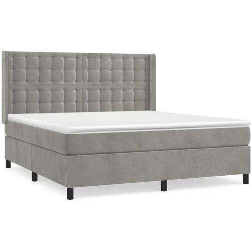 VidaXL Box spring postelja z vzmetnico svetlo siva 180x200 cm žamet, (20790027) Slike