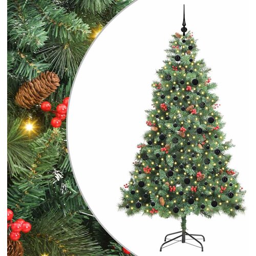 vidaXL Umestno božično drevo z LED lučmi Zelena 210 cm PVC in kovina, (5000067436) Cene