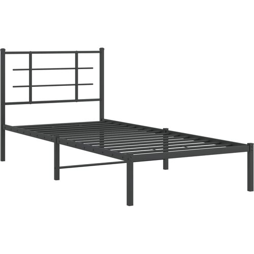  Metalni okvir za krevet s uzglavljem crni 90x190 cm Slike