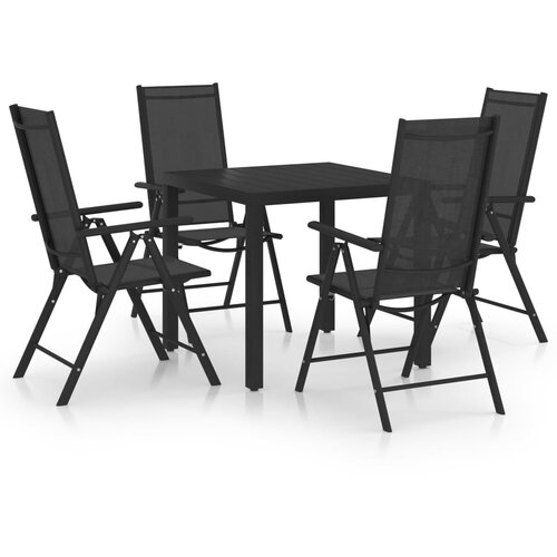 VidaXL 5-dijelni vrtni blagovaonski set aluminijski crni Slike