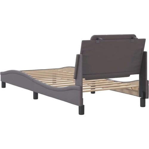 VidaXL Okvir za krevet s uzglavljem sivi 90x190 cm od umjetne kože Slike