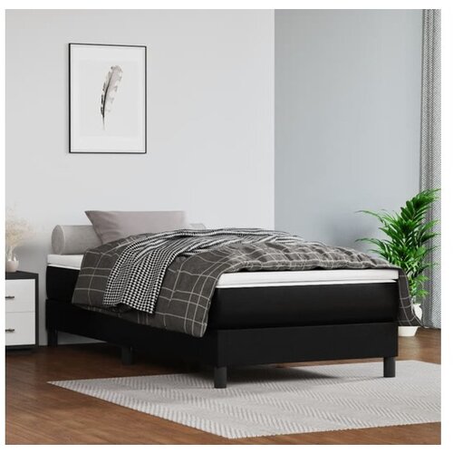  Vzmetnica z žepkasto vzmetjo črna 90x190x20 cm umetno usnje Cene
