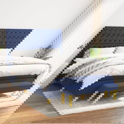  The Living Store Box spring postelja z vzmetnico modra 140x200 cm blago - Box Spring Postelja, (21496895) Slike