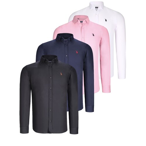 Dewberry QUAD SET G725 MEN&amp;#039;S SHIRT-BLACK-WHITE-LACQUERED-PINK Slike