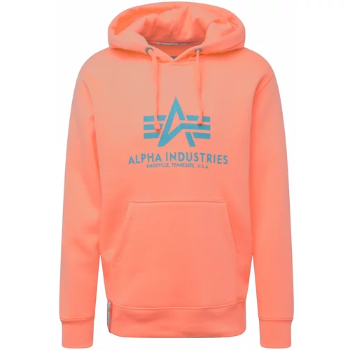 Alpha Industries Majica srebrno-siva / oranžno rdeča