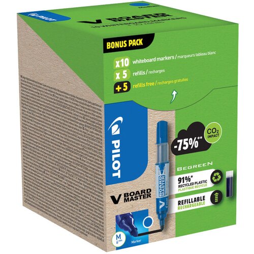  SET MARKER ZA BIJELU PLOČU 2,3 MM V BOARD MASTER BEGREEN PK10 PILOT PLUS REFILI (5 PLUS 5 GRATIS) PLAVI Cijene