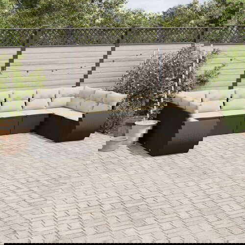  10-dijelni set vrtnih sofa od poliratana s jastucima smeđi Cene