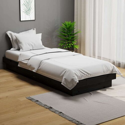  Posteljni okvir črn iz trdnega lesa 75x190 cm 2FT6, (20646758) Slike