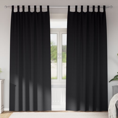 vidaXL Zavese z zavesami 2 pcs Črna 260 x 140 cm Poliester Cene