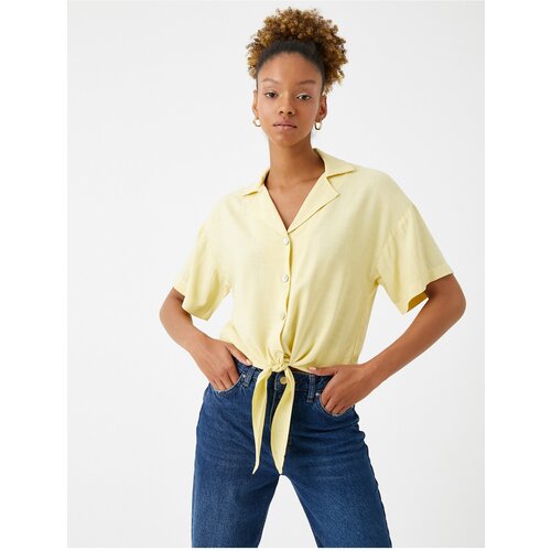 Koton Crop Shirt Oversize Tie Detailed Short Sleeve Slike