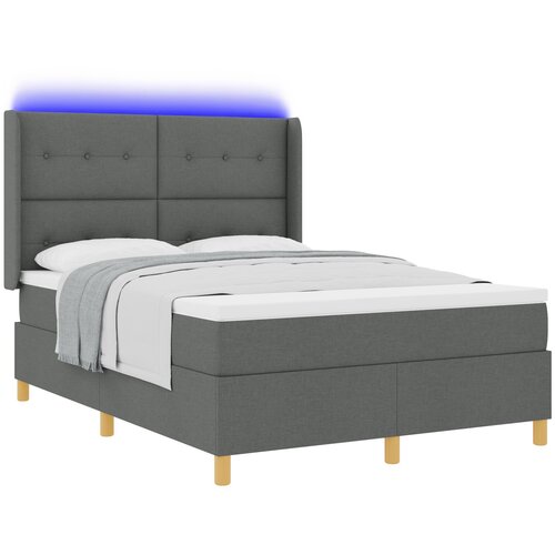 vidaXL Okvir za krevet s madracem i LED-om Tamno siva 140x200 cm Tkanina Cijene