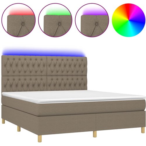 vidaXL Krevet box spring s madracem LED smeđesivi 180x200 cm tkanina Cijene