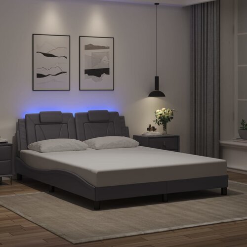  Okvir kreveta Viana s LED-om bez madraca sivi 160 x 200 cm Cijene