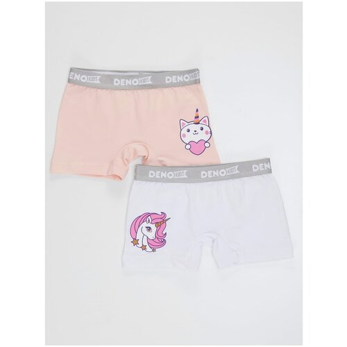 Denokids Girl's Pink-white 2 Piece Boxer Set Slike