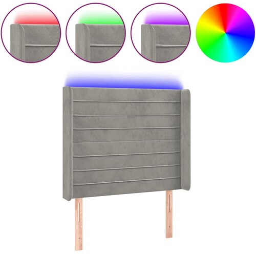 Maison Chic led posteljno vzglavje - vzglavna omarica - nočna omarica svetlo sivo 103x16x118/128 cm žamet, (21712856) Slike