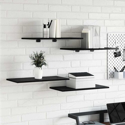 Police za knjige 4 pcs Crna 60 x 30 x 1,5 cm Konstruirano drvo Cijene
