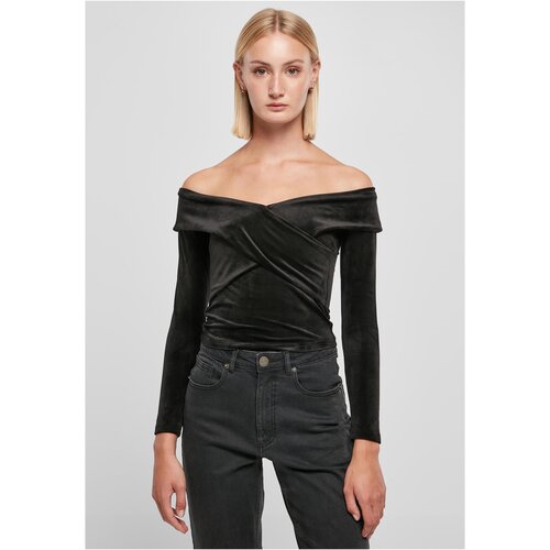 UC Ladies Ladies Velvet Rib Crossed Off Shoulder Longsleeve black Slike