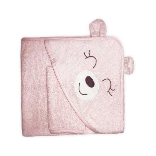 Bebekevi Peškir sa kapuljačom i rukavicom - nasmejani meda roze/beli ( BD1397RB ) Cene