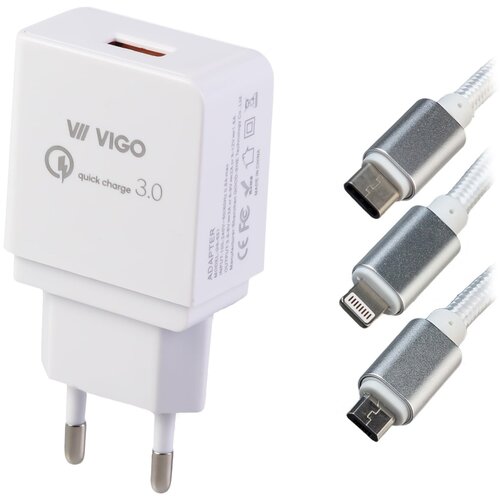 Vigo Komplet polnilec 3.0 quick charge, TYPE C, bel, (20742711) Slike