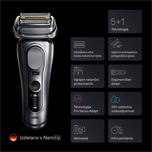 Braun Series 9 Pro+ 9667CC men&amp;#039;s shaver Foil shaver Trimmer Silver Slike