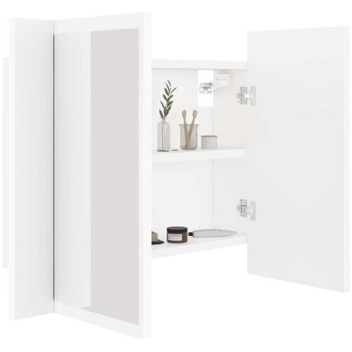 VidaXL LED kopalni&amp;scaron;ka omarica z ogledalom bela 60x12x45 cm Slike