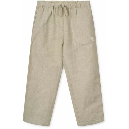 Liewood Otroške hlače s primesjo lanu Orlando Linen Pants bež barva