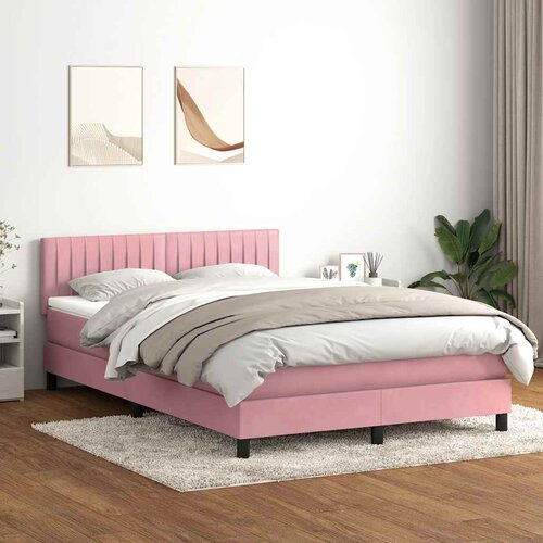 Box Spring krevet s madracem i LED ružičasti 160x220 cm bar&amp;scaron;un Slike