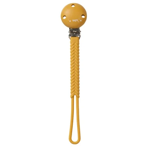 Saro Baby Braided Silicone Pacifier Holder kopča za dudu Mustard 1 kom